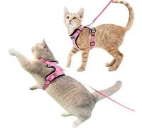 Luxelle - 2 Pack Escape Proof Cat Harness and Leash for Walking Soft Adjustable No Pull Vest with Easy to Use Buckle Reflective Straps Breathable Mesh Travel Harness