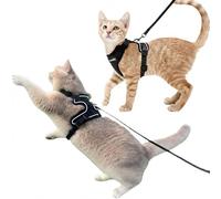 Luxelle Cat harness and leash, leak-proof, soft, adjustable, no pulling, easy to use buckle, reflective straps, breathable mesh, travel bag, pack of 2