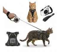 Luxelle Escape-Proof Cat Harness and Leash Set - Adjustable No Pull Soft Vest with 360° Reflective Straps, Built-in Pocket & Wrist Strap, Breathable Mesh Outdoor Harness