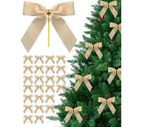 Luxeloon 24 Pcs Velvet Ribbon Bows Decorations,White Christmas Ornaments for Tree Home Thanksgiving Party Front Door Wreath Holiday Decor
