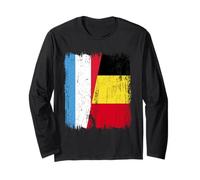Luxembourg Belgium Half Flag Luxembourgish Belgian Jersey Long Sleeve T-Shirt