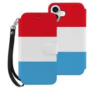 Luxembourg Flag Printed Wallet Phone Case Slim Cute Cellphone Protective Cover Hanging Rope Unisex Compatible with iPhone 16/16 Plus/16 Pro/16 Pro Max/16 E