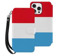 Luxembourg Flag Printed Wallet Phone Case Slim Cute Cellphone Protective Cover Hanging Rope Unisex Compatible with iPhone 16/16 Plus/16 Pro/16 Pro Max/16 E