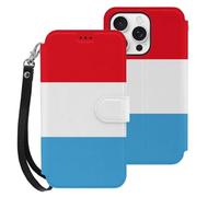 Luxembourg Flag Printed Wallet Phone Case Slim Cute Cellphone Protective Cover Hanging Rope Unisex Compatible with iPhone 16/16 Plus/16 Pro/16 Pro Max/16 E
