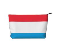 Luxembourg flag Prints Corduroy cosmetic bag for cosmetics storage with zipper closure for travel, camping, and daily use