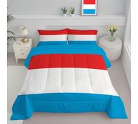 Luxembourg Flag Single Duvet, Reversible Coverless Modern Stripes Duvet Washable, Blue And White Bed Quilt For All Seasons - Lightweight Soft Comforter Bedding With Pillowcases