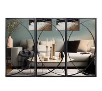 LuxenHome 3-Piece Black Metal Rectangular Wall Mirror Set