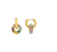 LUXENTER Rawe 18ct Yellow Gold Multi Color Crystal Earrings Único Brass Non Applicable, Único, Brass, Not applicable
