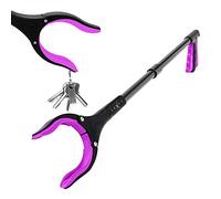 Luxet Grabber Reacher Tool - Long 32 Inch (Pink) Aluminum Foldable Pick Up Stick - Strong Grip Magnetic Tip for Store Shelves, Lightweight Trash Picker Claw Reacher Grabber Tool for Elderly - by