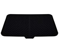 Luxet Silicone Dish Drying Mat with Built-in Drain Lip - Hygienic Drying Pad - Sturdy Compact Easy to Clean Tray Protects Surfaces Prevents Water Build Up - 23 X 17 (Black)