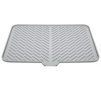 Luxet Silicone Dish Drying Mat with Built-in Drain Lip - Hygienic Drying Pad - Sturdy Compact Easy to Clean Tray Protects Surfaces Prevents Water Build Up - 23 X 17 (Grey)