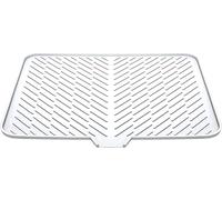 Luxet Silicone Dish Drying Mat with Built-in Drain Lip - Hygienic Drying Pad - Sturdy Compact Easy to Clean Tray Protects Surfaces Prevents Water Build Up - 23 X 17 (White)