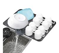 Luxet Silicone Dish Drying Mat with Built-in Drain Lip - Hygienic Drying Pad - Sturdy Compact Easy to Clean Tray Protects Surfaces Prevents Water Build Up - 23 X 17 (Black)