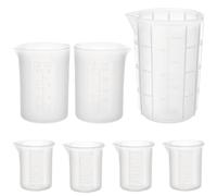 Luxeu Resin Mixing Cups, 7 Pcs Silicone Cups for Resin, with Scale, Reusable, Silicone Measuring Jugs for Casting Moulds, DIY Crafts, Jewelry Making, Art Waxing, Kitchen