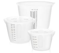 Luxeu Silicone Measuring Jugs, 3 Pcs Silicone Measuring Cups, Non Stick Mixing Cups, with Scale, Reusable, for Resin Mixing, Casting Molds, DIY Crafts, Resin Accessories