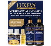 LUXEVA Caviar Hydating Shampoo & Conditioner For Damage Repair, Anti-Aging & Anti-Thinning. Deep Moisturizing Sulfate Free Shampoo & Conditioner Set with UV & Heat Protection
