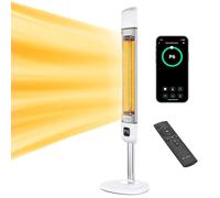 Luxeva Infrared Outdoor Heater, 1000/2500W Electric Patio Heater with Smart App Control, IP55 Waterproof, 6 Heat Modes, Energy Saving, Compact Design, White