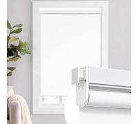 Luxevoir Panoramix No Drill Roller Shades for Window, 100% Blackout Cordless Roller Blinds for Home Privacy Custom Window Shade Easy to Install Roll Up Blinds(White,Custom Size)
