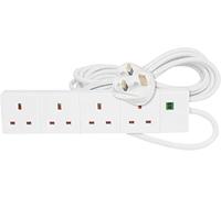 LUXFAB 1/2/4/6 Way Extension Lead - UK 3-Pin Plug Socket with 13A Fuse | 1m to 10m Cable | On/Off Switch & Power Light | Home, Office, Kitchen, Bedroom