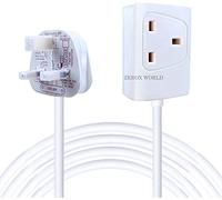 LUXFAB 1/2/4/6 Way Extension Lead - UK 3-Pin Plug Socket with 13A Fuse | 1m to 10m Cable | On/Off Switch & Power Light | Home, Office, Kitchen, Bedroom (5M, White)