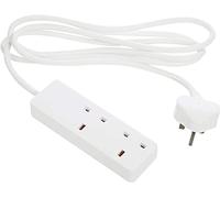 LUXFAB 1/2/4/6 Way Extension Lead - UK 3-Pin Plug Socket with 13A Fuse | 1m to 10m Cable | On/Off Switch & Power Light | Home, Office, Kitchen, Bedroom (2 Way 2 Metre, White)