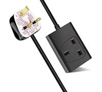 LUXFAB 1/2/4/6 Way Extension Lead - UK 3-Pin Plug Socket with 13A Fuse | 1m to 10m Cable | On/Off Switch & Power Light | Home, Office, Kitchen, Bedroom (2M, BLACK)