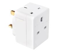 LUXFAB 2-Way Double Plug Adaptor, 3 Pin Power Adapter, Multi Plug Splitter, Cube Electric Adapter - UK Outlet, Blue