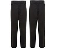 LUXFAB Boys School Uniform Half Elastic Waist Easy Pull Up Trouser Boys Pull Up School Trousers Elasticated Pull On Black Grey Navy Age 3 4 5 6 7 8 9 10 11 12 13 14 15 16