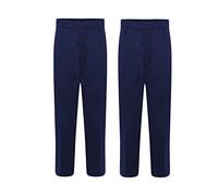 LUXFAB Boys School Uniform Half Elastic Waist Easy Pull Up Trouser Boys Pull Up School Trousers Elasticated Pull On Black Grey Navy Age 3 4 5 6 7 8 9 10 11 12 13 14 15 16