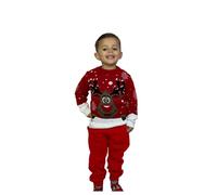 LUXFAB Children's Kids Girls Boys Merry Christmas Reindeer Rudolph On The Wall Christmas Long Sleeve Pompom Xmas Jumper 5-13 (3-4 Years, Star Rudolph - Red)