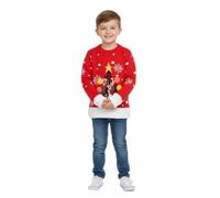 LUXFAB Children's Kids Girls Boys Merry Christmas Reindeer Rudolph On The Wall Christmas Long Sleeve Pompom Xmas Jumper 5-13
