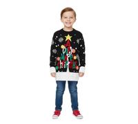LUXFAB Children's Kids Girls Boys Merry Christmas Reindeer Rudolph On The Wall Christmas Long Sleeve Pompom Xmas Jumper 5-13