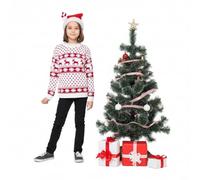 LUXFAB Children's Kids Girls Boys Merry Christmas Reindeer Rudolph On The Wall Christmas Long Sleeve Pompom Xmas Jumper 5-13