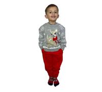 LUXFAB Children's Kids Girls Boys Merry Christmas Reindeer Rudolph On The Wall Christmas Long Sleeve Pompom Xmas Jumper 5-13 (7-8 Years, Baby Deer - Grey)