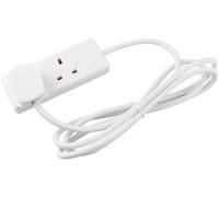 LUXFAB Extension Lead 1-10 Metre Long 13A Mains Power Cable - 1 to 6 Way UK 3 Pin Plug Socket Gang Extension Cord for Home, Office & Multiple Electrical (2 Way 2 Meter White)