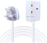 LUXFAB Extension Lead 1-10 Metre Long 13A Mains Power Cable - 1 to 6 Way UK 3 Pin Plug Socket Gang Extension Cord for Home, Office & Multiple Electrical (1 Way 3 Meter White)