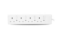 LUXFAB Extension Lead 1-10 Metre Long 13A Mains Power Cable - 1 to 6 Way UK 3 Pin Plug Socket Gang Extension Cord for Home, Office & Multiple Electrical (4 Way 5 Meter Switch White)