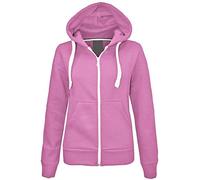 LUXFAB Girls Boys Children Fleece Plain Hoodie Top Kids Hooded Jacket Zip Up Warm Hoody 3-13 Years Baby Pink