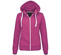 LUXFAB Girls Boys Children Fleece Plain Hoodie Top Kids Hooded Jacket Zip Up Warm Hoody 3-13 Years Cerise