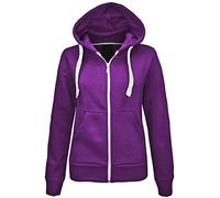 LUXFAB Girls Boys Children Fleece Plain Hoodie Top Kids Hooded Jacket Zip Up Warm Hoody 3-13 Years Purple