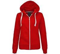 LUXFAB Girls Boys Children Fleece Plain Hoodie Top Kids Hooded Jacket Zip Up Warm Hoody 3-13 Years Red