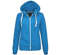 LUXFAB Girls Boys Children Fleece Plain Hoodie Top Kids Hooded Jacket Zip Up Warm Hoody 3-13 Years Turquoise