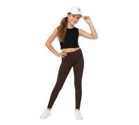 LUXFAB Girls Plain Legging Full Length Kids Children Teen Basic Stretchy Full Length Ages 2 3 4 5 6 7 8 9 10 11 12 13 Dance Stretch Teen 20+ Colours Brown