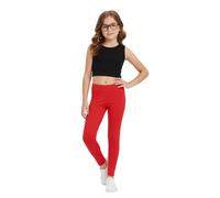 LUXFAB Girls Plain Legging Full Length Kids Children Teen Basic Stretchy Full Length Ages 2 3 4 5 6 7 8 9 10 11 12 13 Dance Stretch Teen 20+ Colours Red