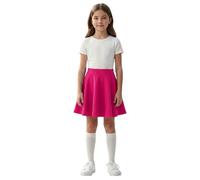 LUXFAB Girls Skater Skirt High Waisted Flared Tutu Style | Stretch Polyester Mini Skirt | Elastic Waistband | School Uniform & Party Wear | Ages 5-14 Cerise