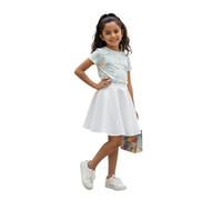 LUXFAB Girls Skater Skirt High Waisted Flared Tutu Style | Stretch Polyester Mini Skirt | Elastic Waistband | School Uniform & Party Wear | Ages 5-14 White
