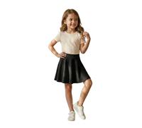 LUXFAB Girls Skater Skirt High Waisted Flared Tutu Style | Stretch Polyester Mini Skirt | Elastic Waistband | School Uniform & Party Wear | Ages 5-14 Black