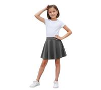 LUXFAB Girls Skater Skirt High Waisted Flared Tutu Style | Stretch Polyester Mini Skirt | Elastic Waistband | School Uniform & Party Wear | Ages 5-14 Charcoal