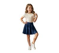 LUXFAB Girls Skater Skirt High Waisted Flared Tutu Style | Stretch Polyester Mini Skirt | Elastic Waistband | School Uniform & Party Wear | Ages 5-14