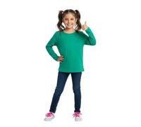 LUXFAB Kids Girls Boys New Plain Long Sleeve Basic Stretch Round Neck T-Shirt School Tee Top Size 2-13 Years Jade Green